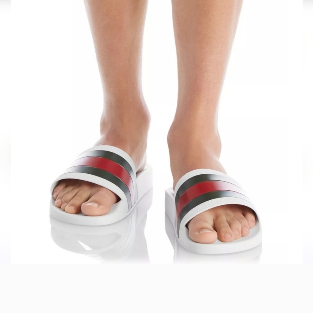 NWT$400 GUCCI Signature Pursuit 72 Stripe Slip-on Slide Sandals Sz 10G (10.5) - Picture 9 of 16